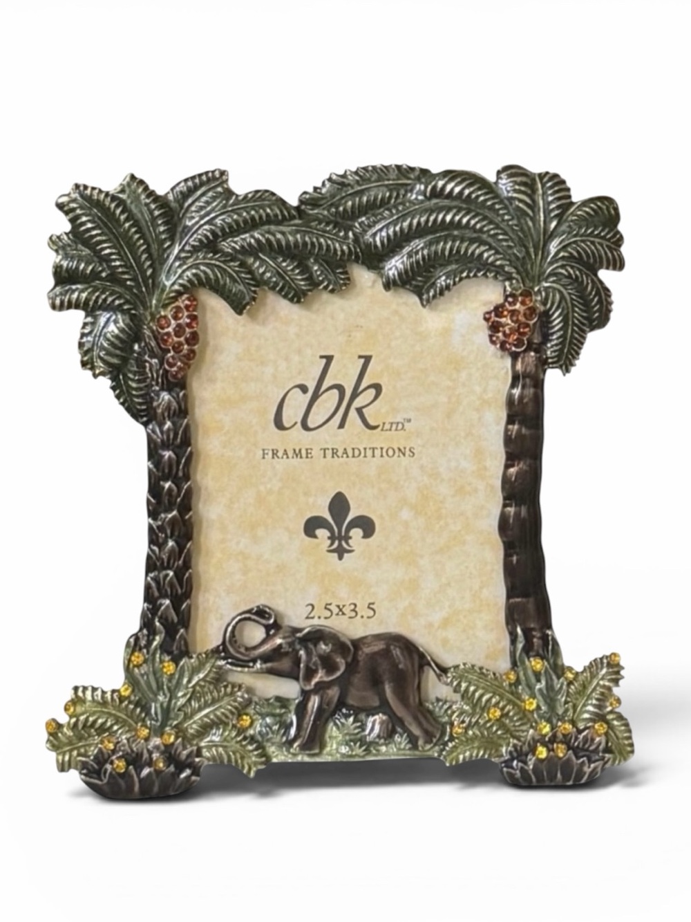 CBK Ltd. Tropical Palm Trees and Elephant Enameled Picture Frame